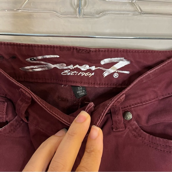 Seven7 Burgundy high rise skin-fit jeans size 10 - Picture 7 of 9